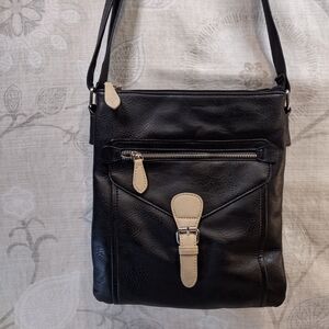 Elegant Black and Tan Crossbody Bag